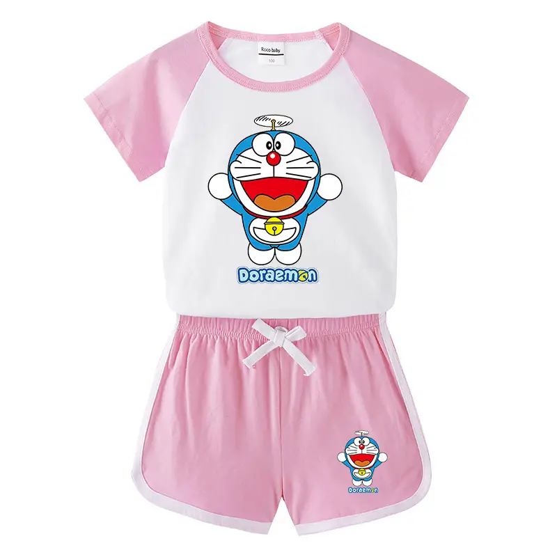 Doraemon 2Pc T-Shirt Blue White Summer Kids - Image 4
