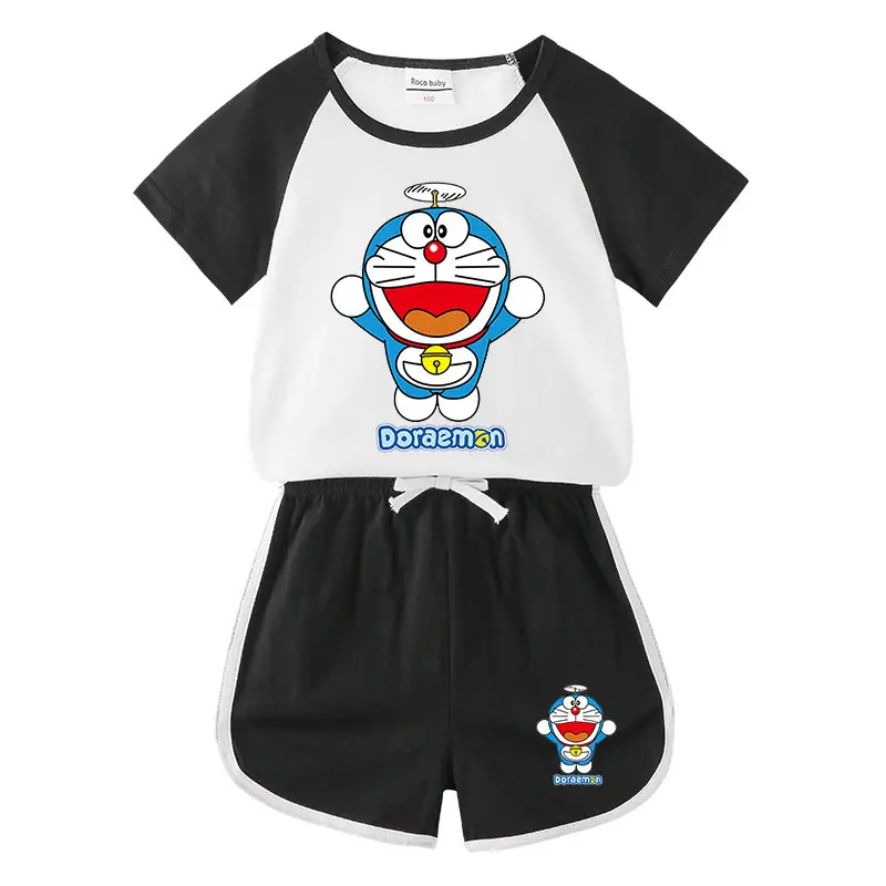 Doraemon 2Pc T-Shirt Blue White Summer Kids - Image 5
