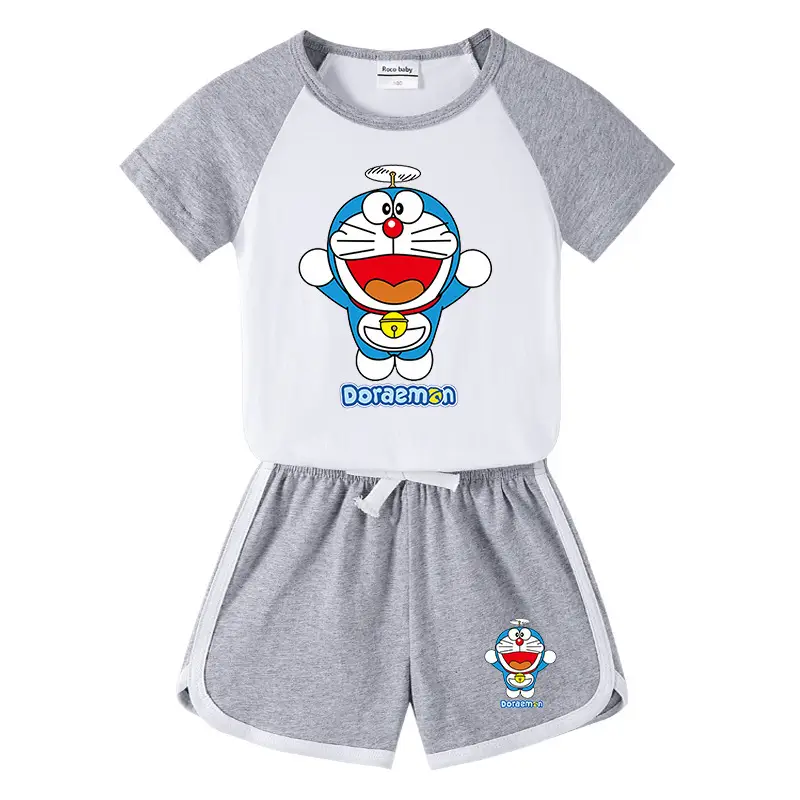Doraemon 2Pc T-Shirt Blue White Summer Kids - Image 7