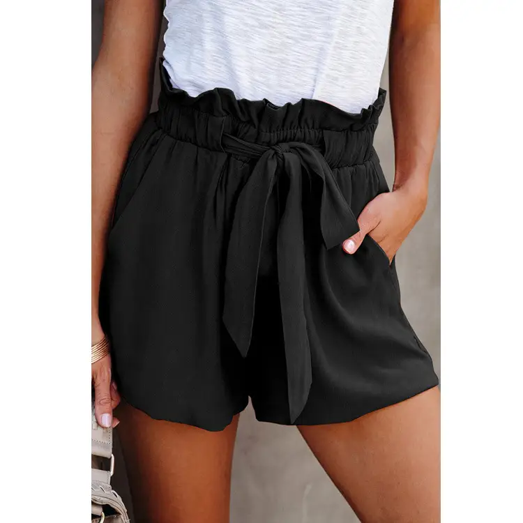 Women's Elastic Waist Lace-Up Shorts Blue Loose Fit - Image 2