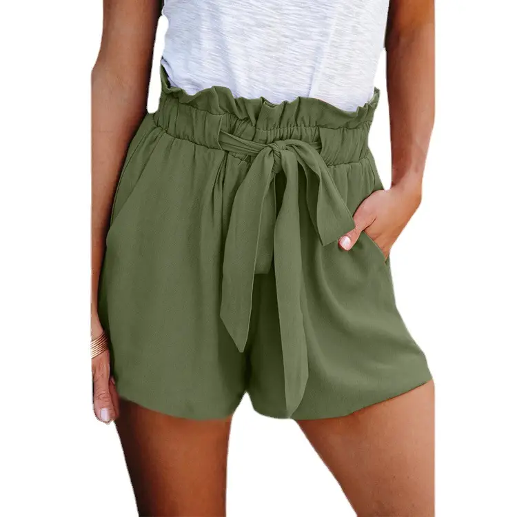 Women's Elastic Waist Lace-Up Shorts Blue Loose Fit - Image 8