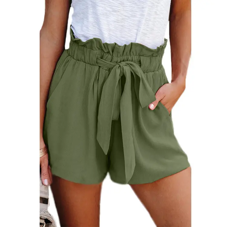 Women's Elastic Waist Lace-Up Shorts Blue Loose Fit - Image 4