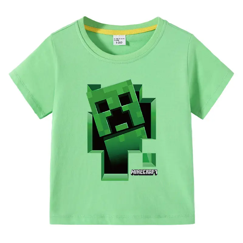 Minecraft Boys T-Shirt Purple Short Sleeve Cartoon Base