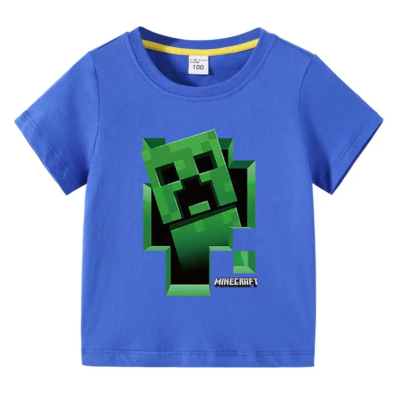 Minecraft Boys T-Shirt Purple Short Sleeve Cartoon Base