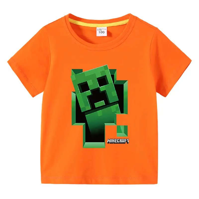 Minecraft Boys T-Shirt Purple Short Sleeve Cartoon Base