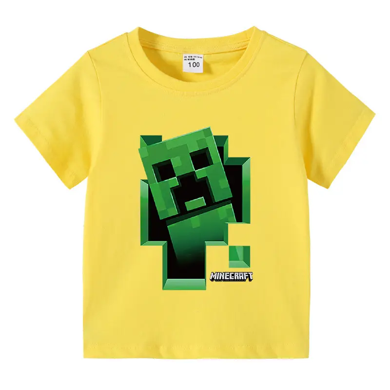 Minecraft Boys T-Shirt Purple Short Sleeve Cartoon Base