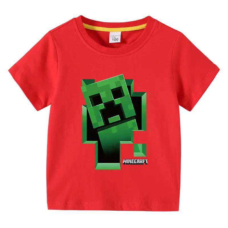 Minecraft Boys T-Shirt Purple Short Sleeve Cartoon Base