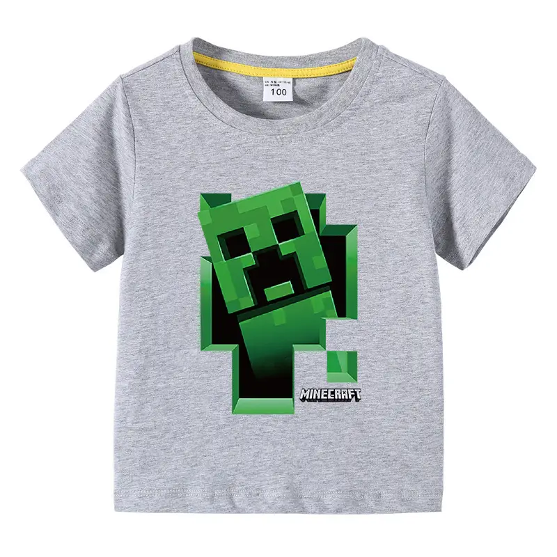 Minecraft Boys T-Shirt Purple Short Sleeve Cartoon Base
