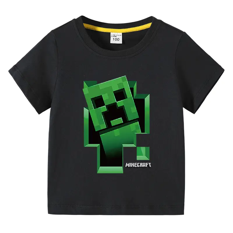 Minecraft Boys T-Shirt Purple Short Sleeve Cartoon Base