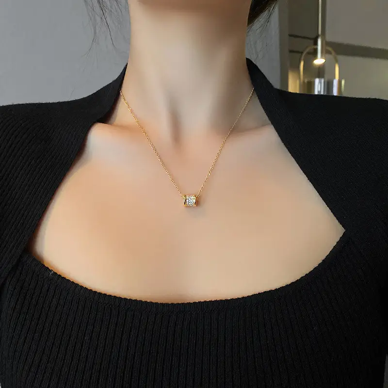 Gold Titanium Circle Necklace for Women - Image 14