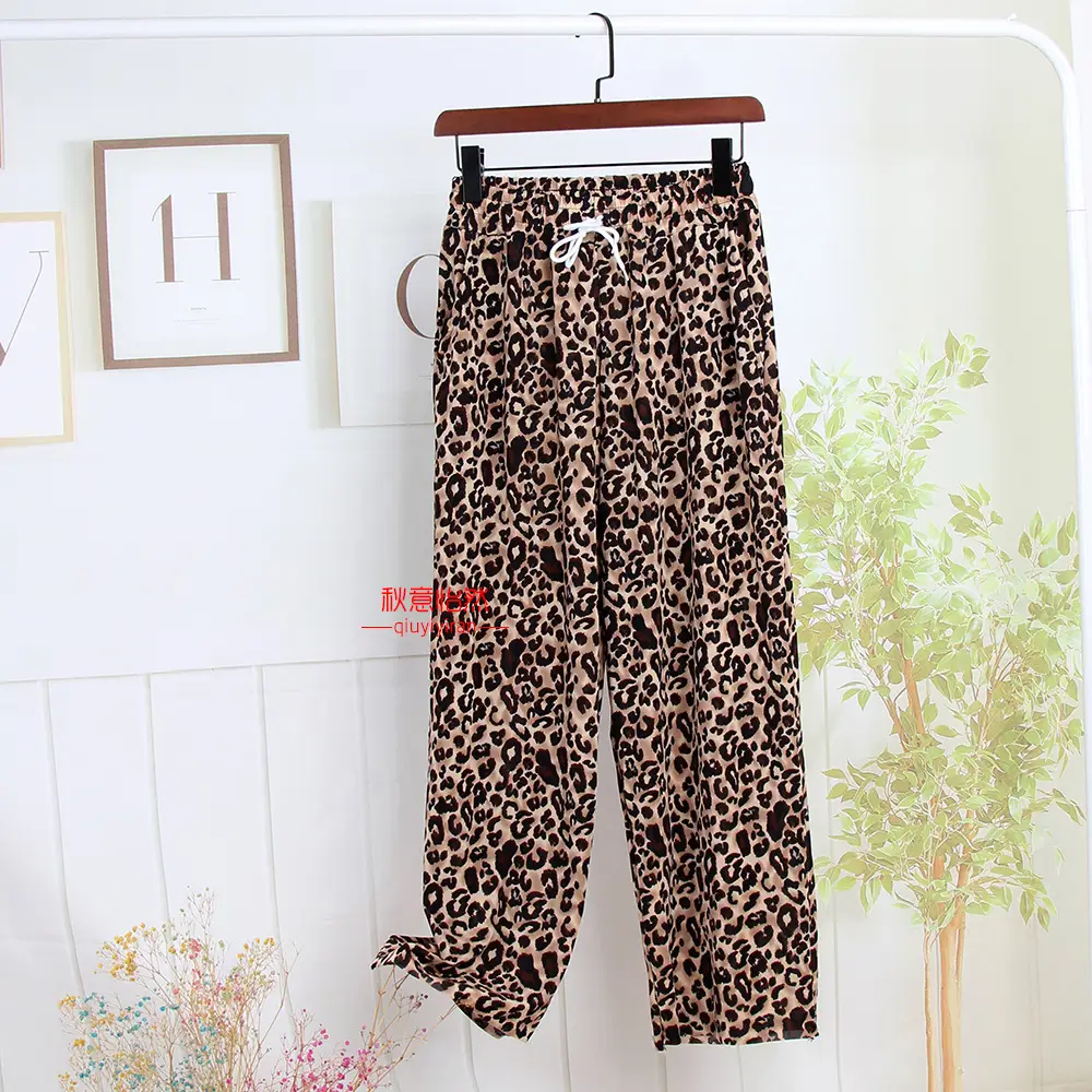 Summer Wide Leg Pants Silk Floral Mom Pants - Image 2