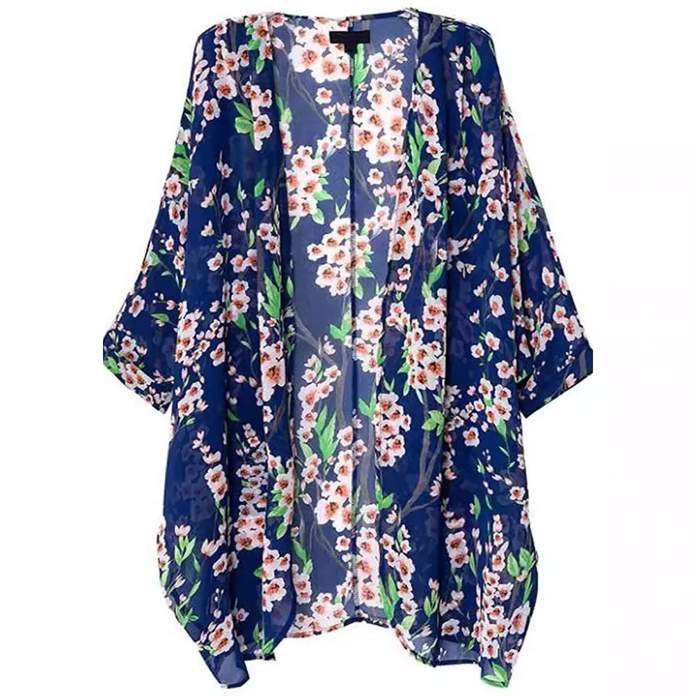 Women's Yellow Floral Chiffon Kimono Cardigan - Image 10