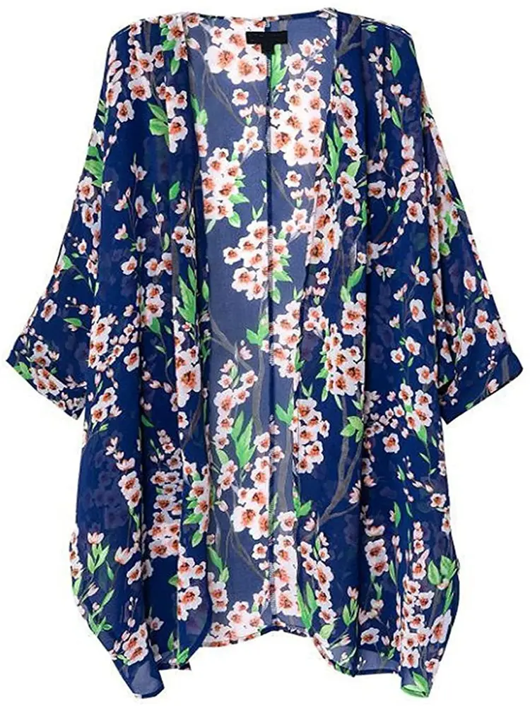 Women's Yellow Floral Chiffon Kimono Cardigan - Image 5