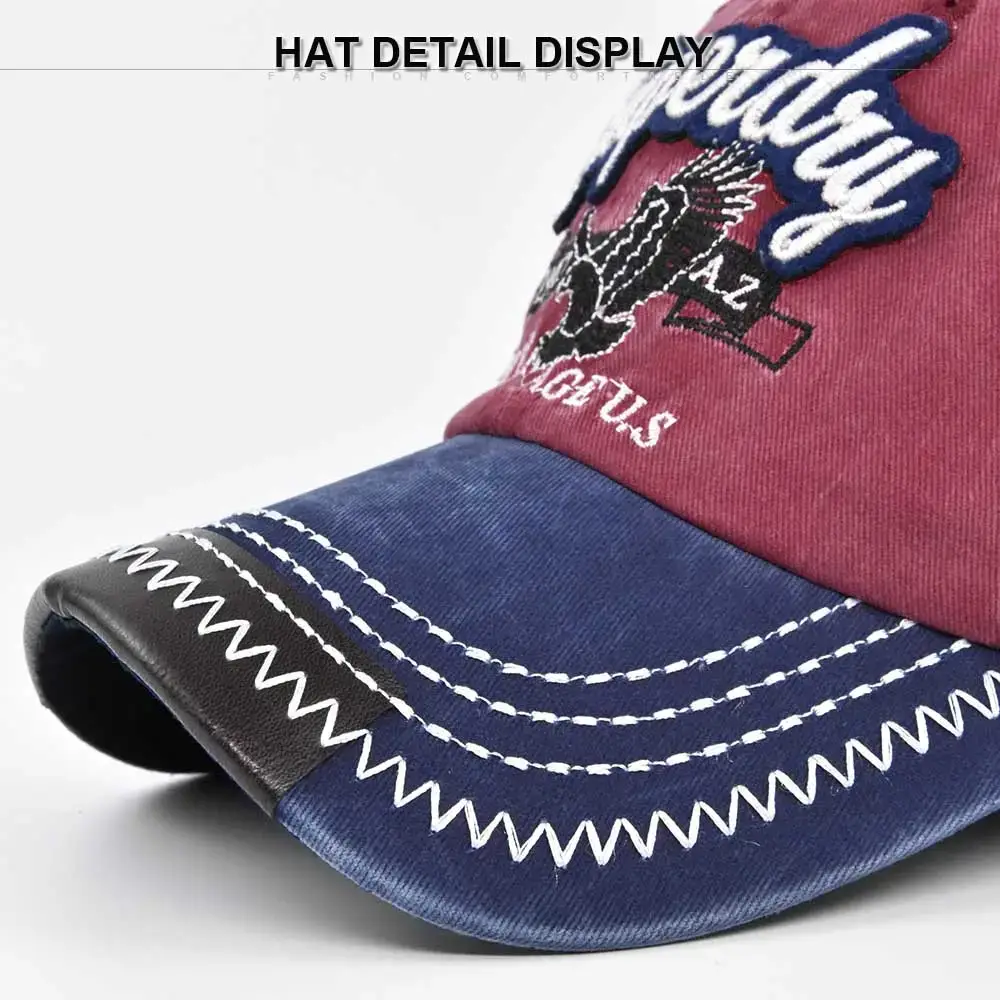 Superday Embroidered Duck Tongue Sun Hat Maroon Blue - Image 8