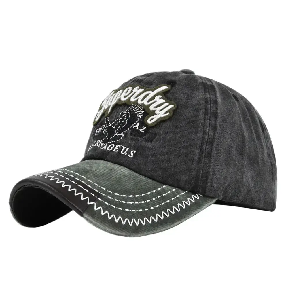 Superday Embroidered Duck Tongue Sun Hat Maroon Blue - Image 2