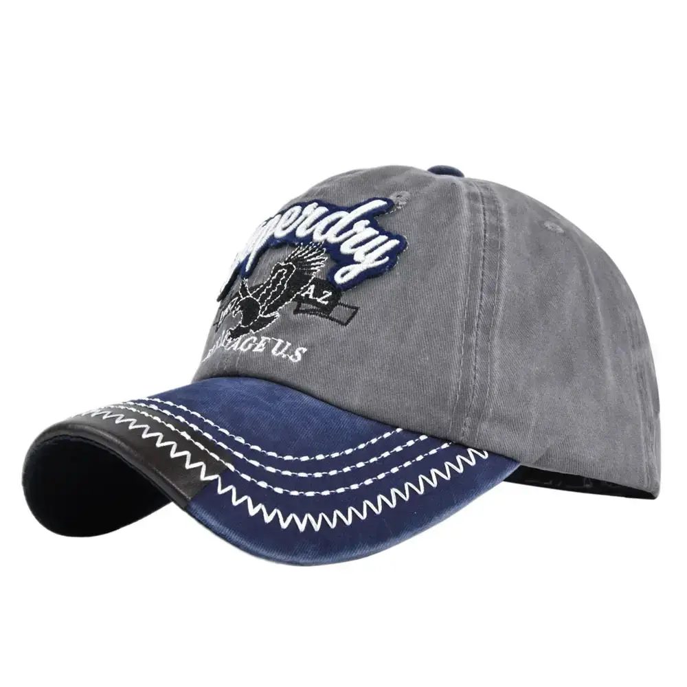 Superday Embroidered Duck Tongue Sun Hat Maroon Blue - Image 4