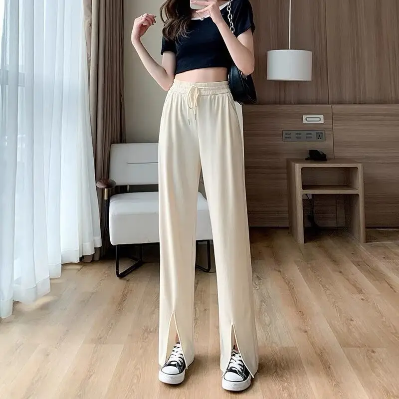 Women Ice Silk Wide Leg Pants High Waist Draped 2025 - Image 2