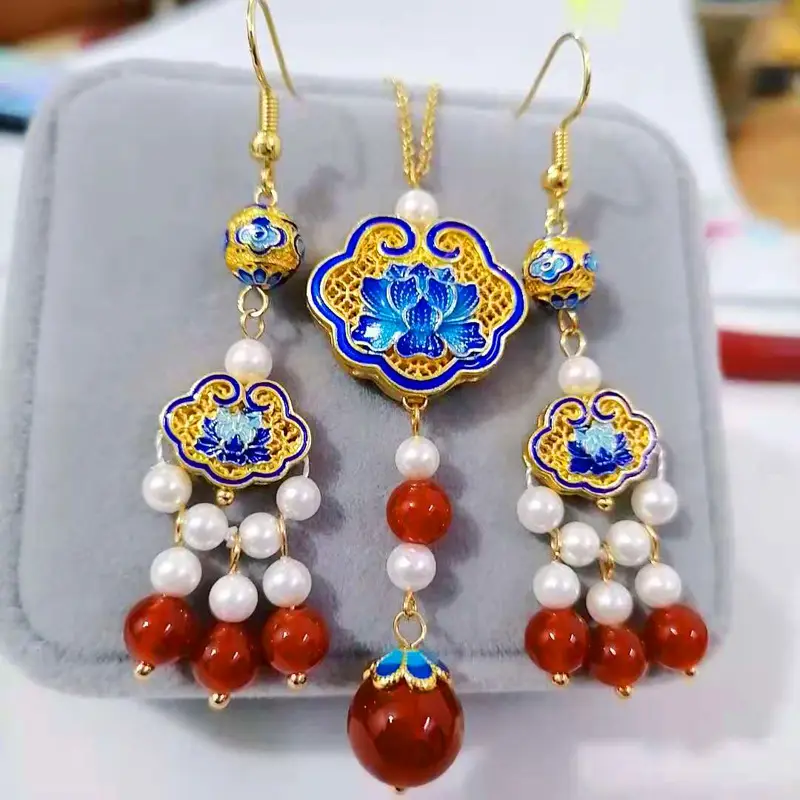 Earrings Set with Lotus Design & Hollow Bat Decor - Image 5