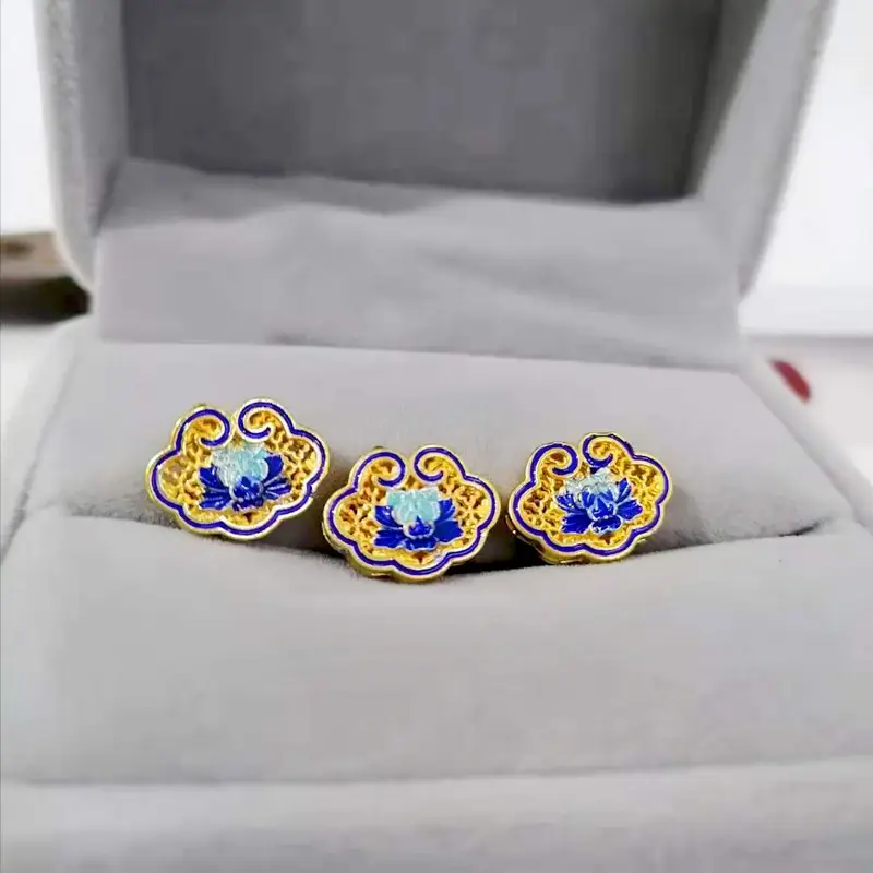 Earrings Set with Lotus Design & Hollow Bat Decor - Image 3