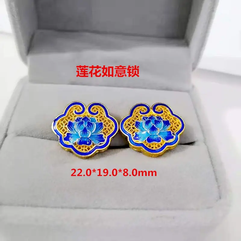 Earrings Set with Lotus Design & Hollow Bat Decor - Image 2