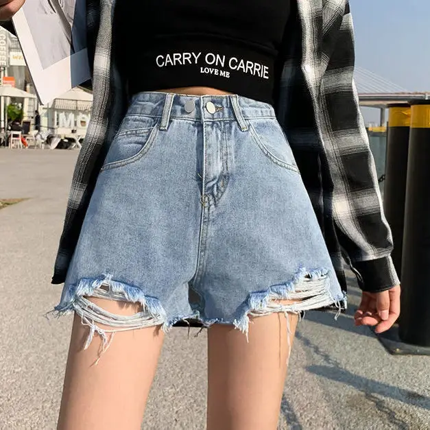 High Waist Denim Shorts Women 2021 Summer Loose Fit - Image 6