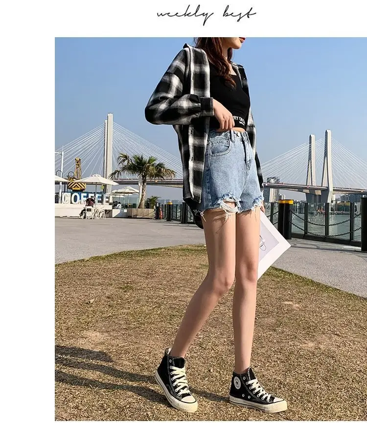 High Waist Denim Shorts Women 2021 Summer Loose Fit — feature 11