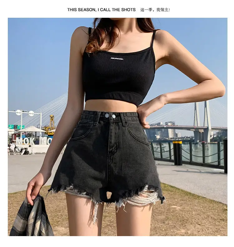 High Waist Denim Shorts Women 2021 Summer Loose Fit — feature 22