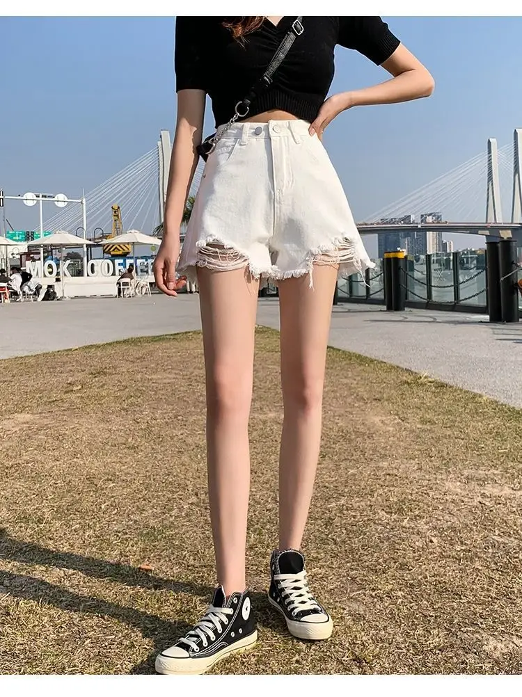 High Waist Denim Shorts Women 2021 Summer Loose Fit — feature 24