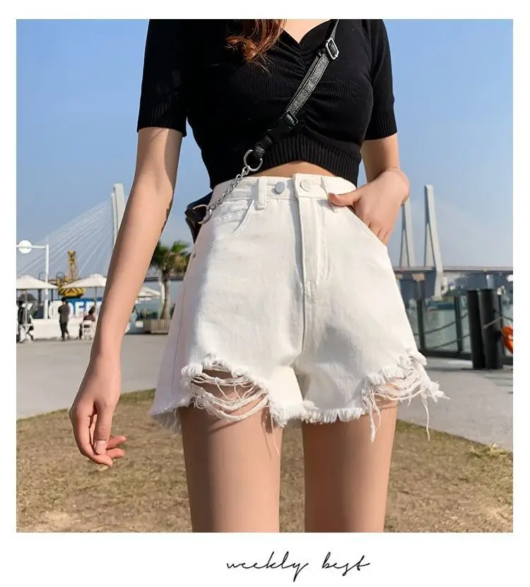 High Waist Denim Shorts Women 2021 Summer Loose Fit — feature 25