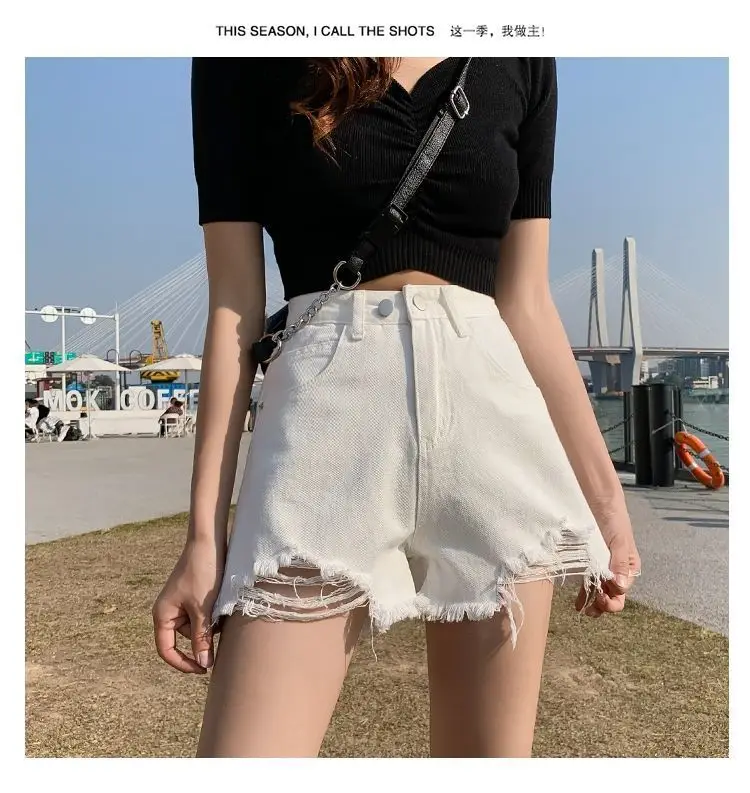 High Waist Denim Shorts Women 2021 Summer Loose Fit — feature 28
