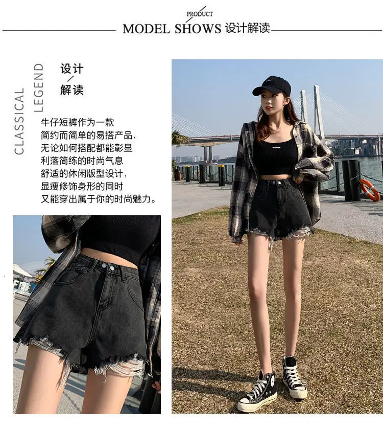 High Waist Denim Shorts Women 2021 Summer Loose Fit — feature 3