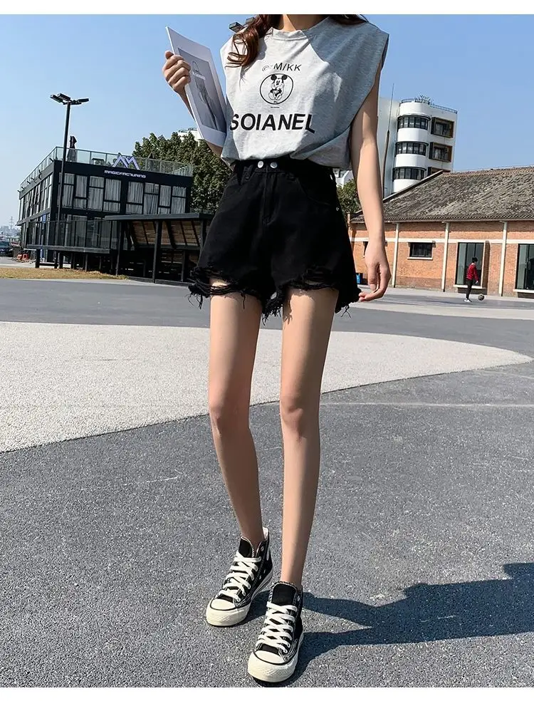 High Waist Denim Shorts Women 2021 Summer Loose Fit — feature 30