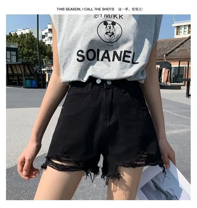 High Waist Denim Shorts Women 2021 Summer Loose Fit — feature 31