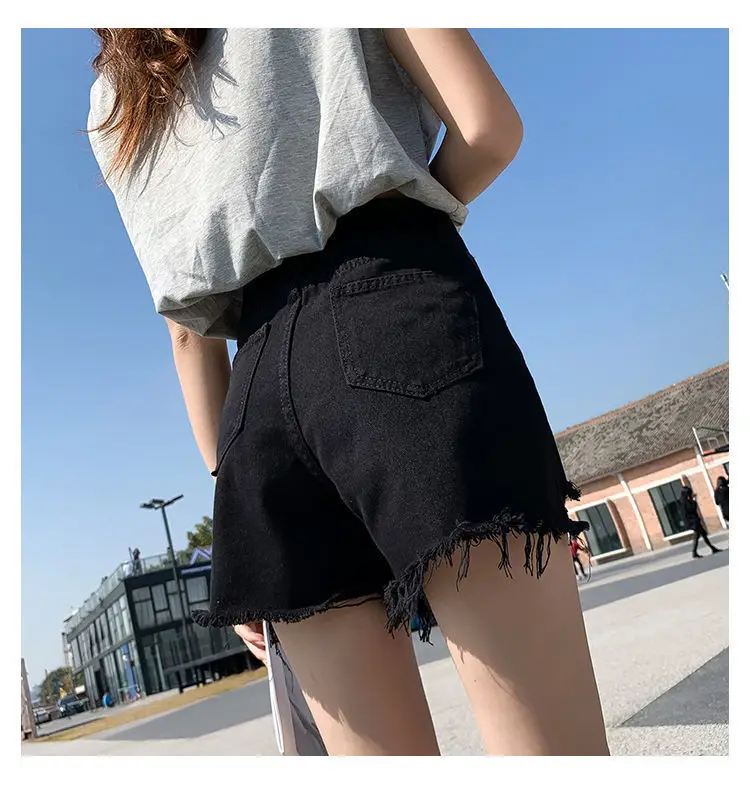 High Waist Denim Shorts Women 2021 Summer Loose Fit — feature 32