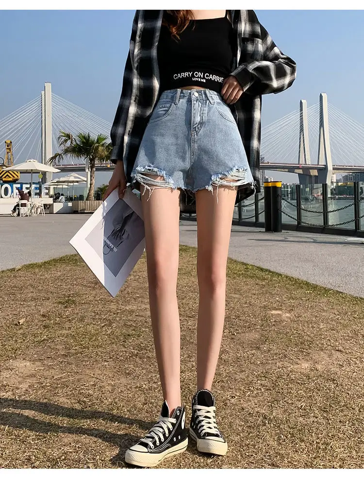 High Waist Denim Shorts Women 2021 Summer Loose Fit — feature 9