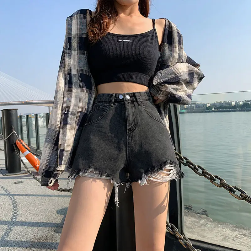 High Waist Denim Shorts Women 2021 Summer Loose Fit - Image 2