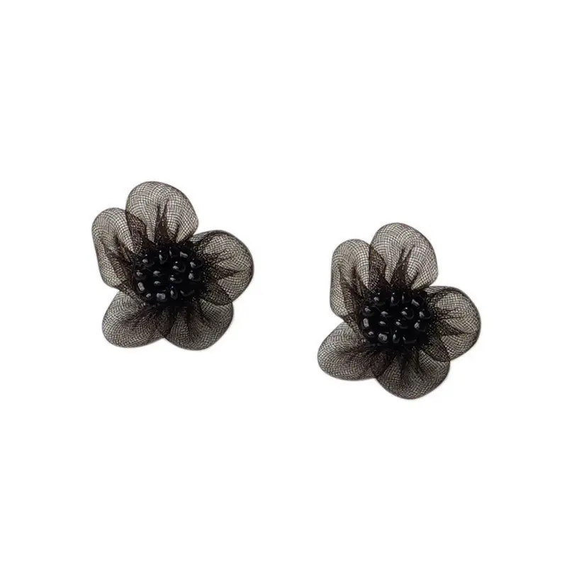 Black Lace Flower Earrings for Women Elegant New Style - Image 5
