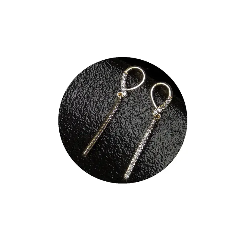 Real Gold Plated S925 Silver Needle Earrings with Micro-Paved Zircon