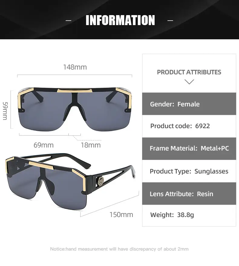 New One-piece Lens Lion King Sunglasses Gold European American — feature 12