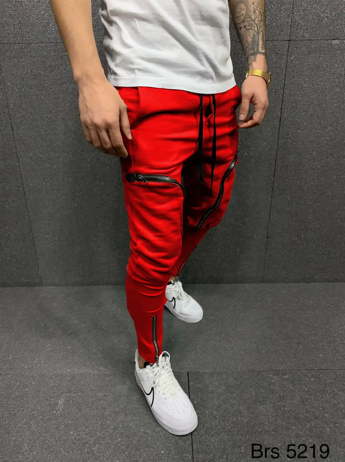 Men Grey Zipper Slim Track Pants Sports Joggers 2023 — feature 6