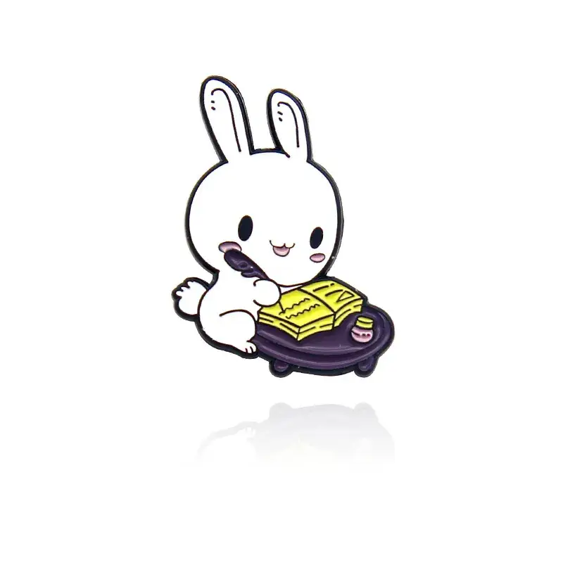 Cute Bunny Photo Mirror Bathing Sleeping Badge