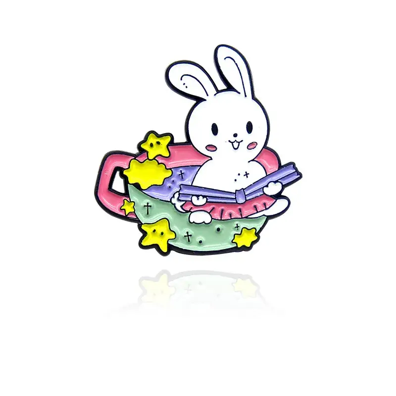 Cute Bunny Photo Mirror Bathing Sleeping Badge