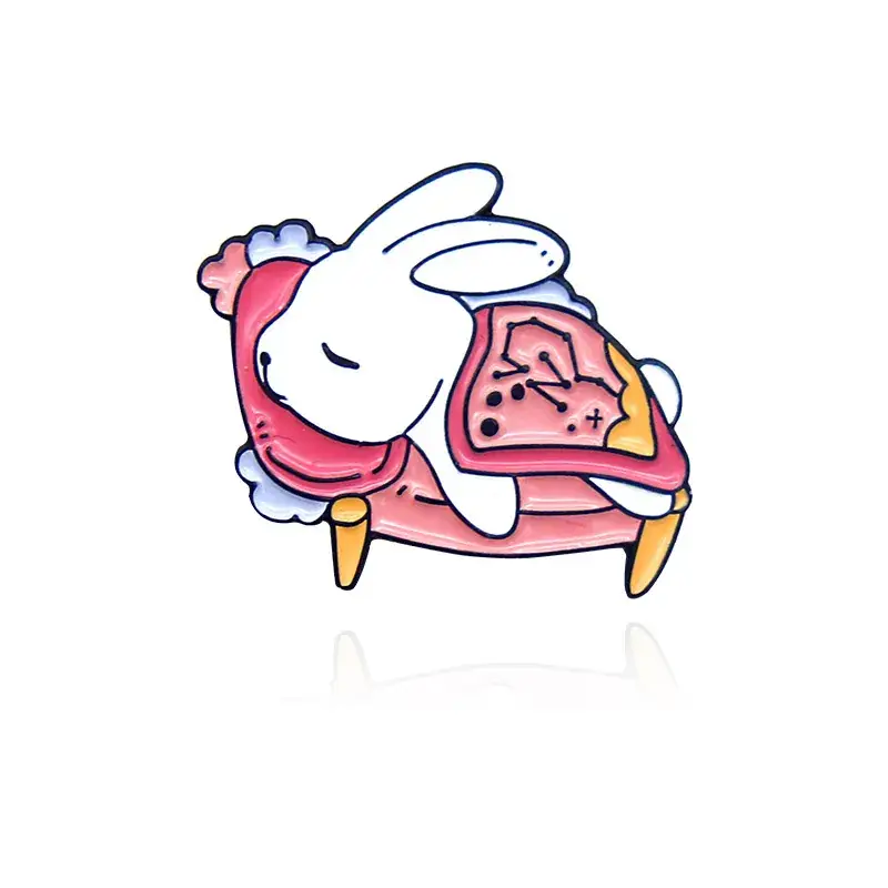 Cute Bunny Photo Mirror Bathing Sleeping Badge