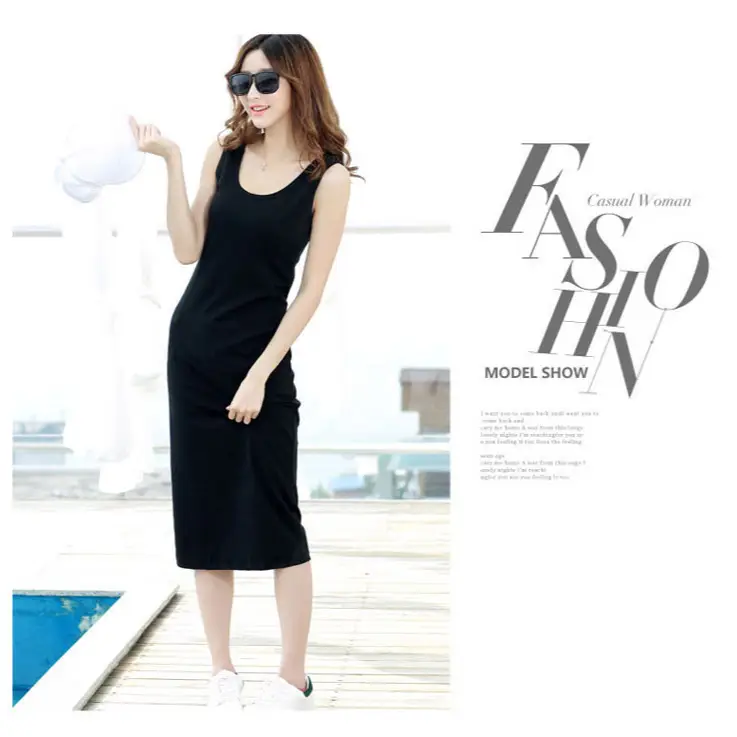 2026 Slim Fit Camisole Dress Black Plus Size