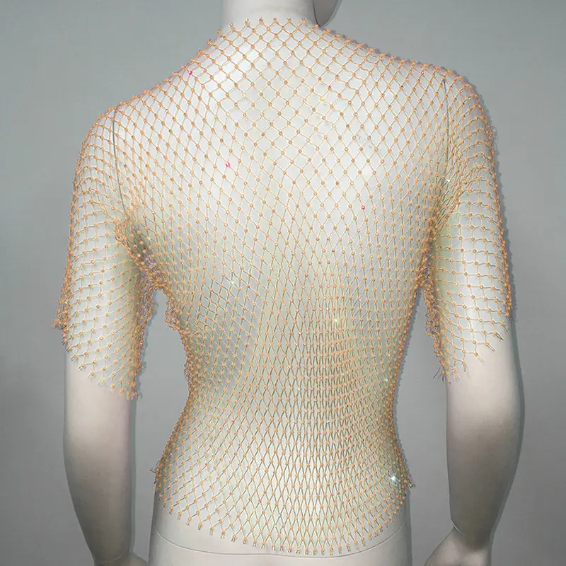 European American Cross Border Flashy Mesh Long Sleeve Party Top — feature 34