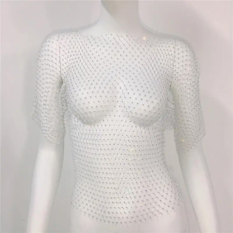 European American Cross Border Flashy Mesh Long Sleeve Party Top — feature 35