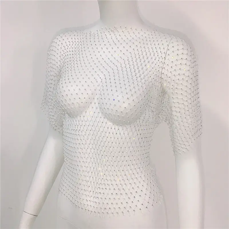 European American Cross Border Flashy Mesh Long Sleeve Party Top — feature 36