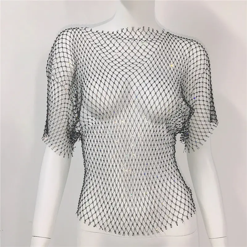 European American Cross Border Flashy Mesh Long Sleeve Party Top — feature 39