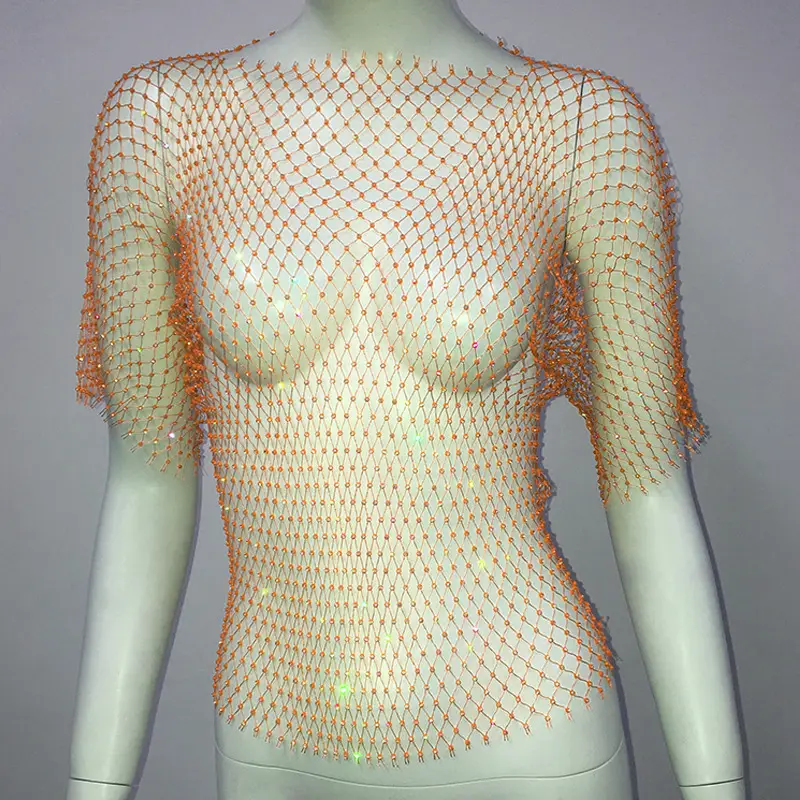 European American Cross Border Flashy Mesh Long Sleeve Party Top — feature 43