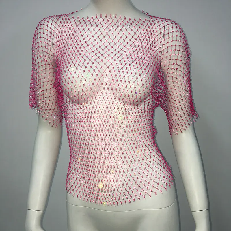 European American Cross Border Flashy Mesh Long Sleeve Party Top — feature 44